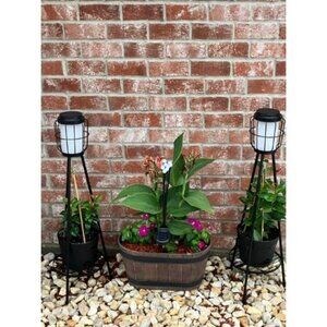 2 Pack Solar Lights Outdoor with Plant Stands, Solar Floor Lamp, Solar Powered